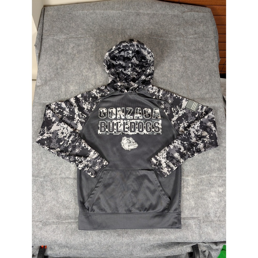 Gonzaga Bulldogs‎ NCAA Colosseum Hoodie Camo American Flag Gray Mens Small